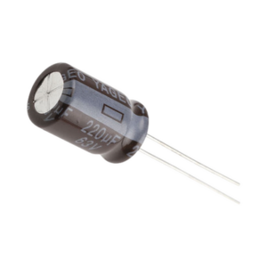 Capacitor Electrolítico de Aluminio, Radial de 220 µFd, 63 Vcc, 105 °C, 10 x 15 mm. - Syscom