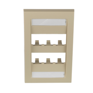 Placa de Pared Vertical Ejecutiva, Salida Para 6 Puertos Mini-Com, Con Espacios Para Etiquetas, Color Marfil - PANDUIT