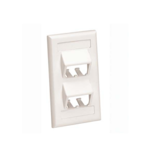 Placa de Pared Vertical Clásica, Salida Para 4 Puertos Mini-Com Inclinados, Con Espacios Para Etiquetas, Color Blanco Mate - 