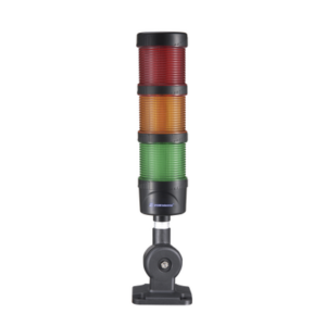 Torre LED Indicadora de estado de 3 niveles color Rojo, Ámbar y Verde, con Buzzer integrado a 85 dB,  a 24 VCD con Montaje incluido de 60 mm de diámetro