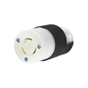 Conector Industrial con Bloqueo de Media Vuelta / 15 A 125 V CA / 2 Polos 3 Hilos / Color Blanco y Negro / Nema L5-15R. - HUB