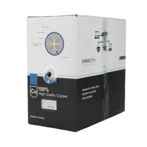 Bobina de cable de 305 metros Cat6+, CMR, CALIBRE 23 ALTO RENDIMIENTO, ETL,UL, color azul, super flexible, para aplicaciones 