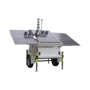 Traila con Mástil Retráctil de 7.5 m. para Videovigilancia o Iluminación, con Bases para Instalar Paneles Solares y Baterías 