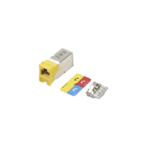 Jack Z-MAX Cat6A, Blindado, Montaje híbrido en Placa de Pared (Plano y Angulado), Color Amarillo - SIEMON