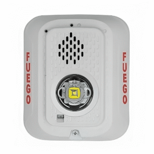 Sirena con Lámpara LED Estroboscópica / a 2 Hilos / Montaje en Pared / 12 o 24 Vcd / Configuración Estroboscópica Seleccionab