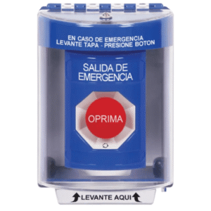 Botón Multipropósito, Color Azul, De Superficie, Con Tapa De Policarbonato, Sin Bocina, Para Interior/Exterior, Llave Para Re
