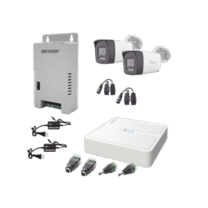 Kit HiLook Audio Bidireccional TurboHD 1080p / DVR 4 Canales / 2 Cámaras Bala (Exterior) con Bocina y Microfóno Integrado / 2