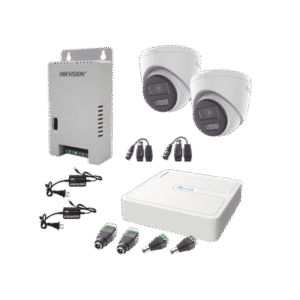 Kit HiLook Audio Bidireccional TurboHD 1080p / DVR 4 Canales / 2 Cámaras Turret (Exterior) con Bocina y Microfóno Integrado /