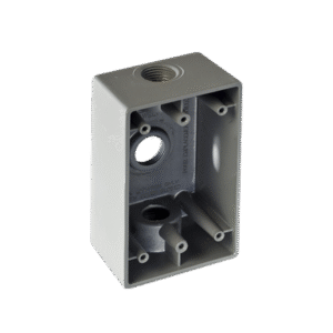 Caja Condulet FS de 1″ (25.4 mm ) con tres bocas una arriba y una atrás a prueba de intemperie. - RAWELT