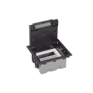 Caja de Suelo o Piso Falso / Capacidad para 2 Módulos / Espacio Embellecedor / Profundidad Ajustable 90 a 120 mm / Agujeros P