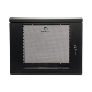 Gabinete de Pared de 9U con Puerta de Cristal Templado, 455 mm de Profundidad, Rack de 19”, Acero Reforzado Color Negro. - LI