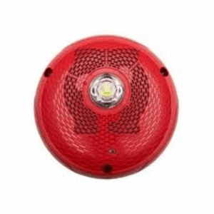 Bocina con Lámpara Estroboscópica, Montaje en Pared, Color Rojo, Nuevo Diseño Moderno y Elegante y Menor Consumo de Corriente