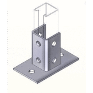 Base Cuadrada con 4 Perforaciones para Perfil Sencillo. - ANCLO