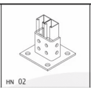 Base Cuadrada con 4 perforaciones para Perfil Doble. - ANCLO