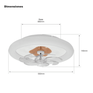 Ventilador de Techo con Luminario LED de 110 V CA 50/60 Hz / 88 W / 3 Tonos de Luz (6500 – 4 000 – 2 700 K) / Diámetro 500 mm