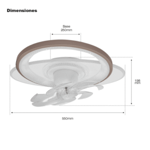 Ventilador de Techo con Luminario LED de 110 V CA 50/60 Hz / 88 W / 3 Tonos de Luz (6500 – 4 000 – 2 700 K) / Con giro 360° /