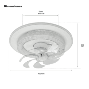 Ventilador de Techo con Luminario LED de 110 V CA 50/60 Hz / 88 W / 3 Tonos de Luz (6500 – 4 000 – 2 700 K) / Con giro 360° /