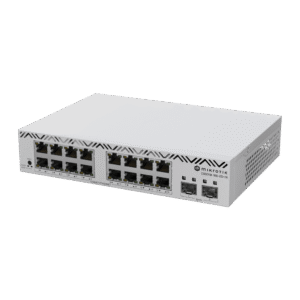 Switch MikroTik con 16 Puertos Gigabit Ethernet / 2 Puertos SFP+ 10G / Filtrado MAC y VLANs / SwOS Configuración Web - MIKROT