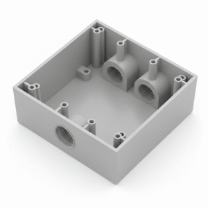 Caja Condulet Cuadrada de 3/4″ (19.05 mm)/ 3 Bocas (2 Arriba-1 Abajo) / A Prueba de Intemperie. - RAWELT
