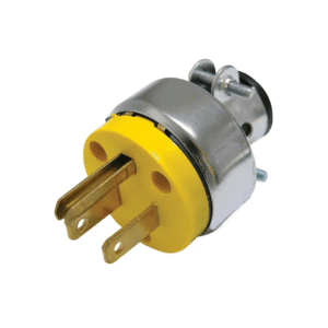 Clavija Blindada con Abrazadera Aterrizada / 15 A 125 V / 50/60 Hz / ABS/ Metal / Color Amarillo. - URREA