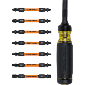 Desarmador Multipunta 15 en 1 / Matraca Resistente / Siete Puntas de Doble Extremo / Grado Industrial / Mango Cushion-Grip / 