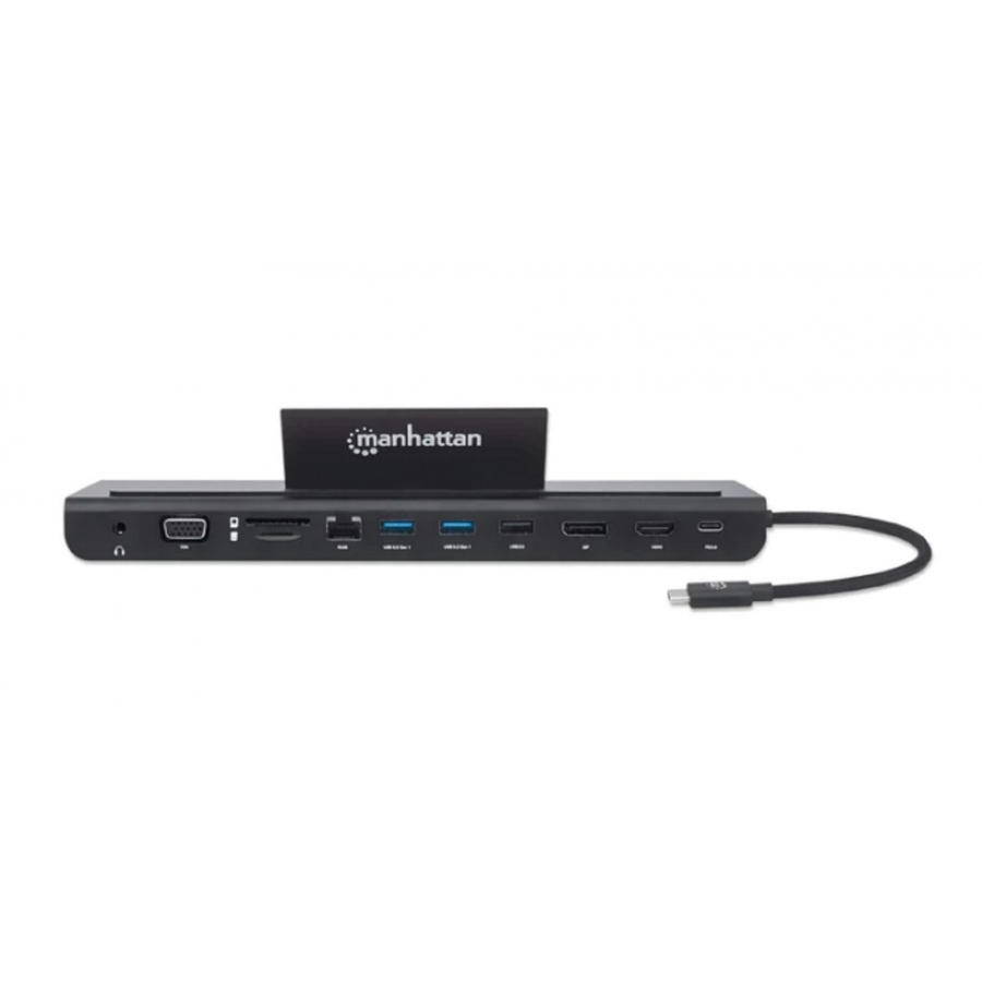 DOCKING USB,MANHATTAN,153478,-C 11 PTOS, HDMI/DP/VGA, USB-C PD/2XUSBV3.2/USBV2.0, RED/AUDIO/SD/MICRO SD