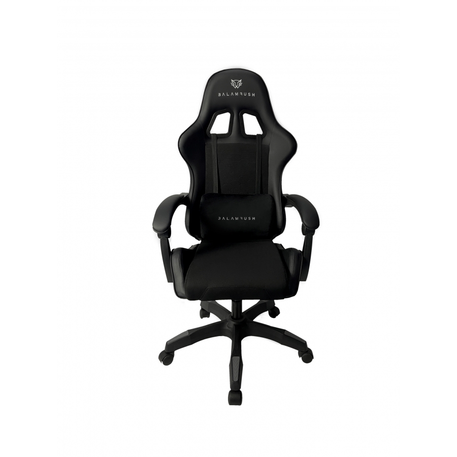 SILLA GAMER BALAM RUSH POWER RUSH V2 BLACK EDITION / INCLINACION 135 GRADOS / TELA Y PIEL SINTETICA / MAX 120 KG / COJIN LUMB