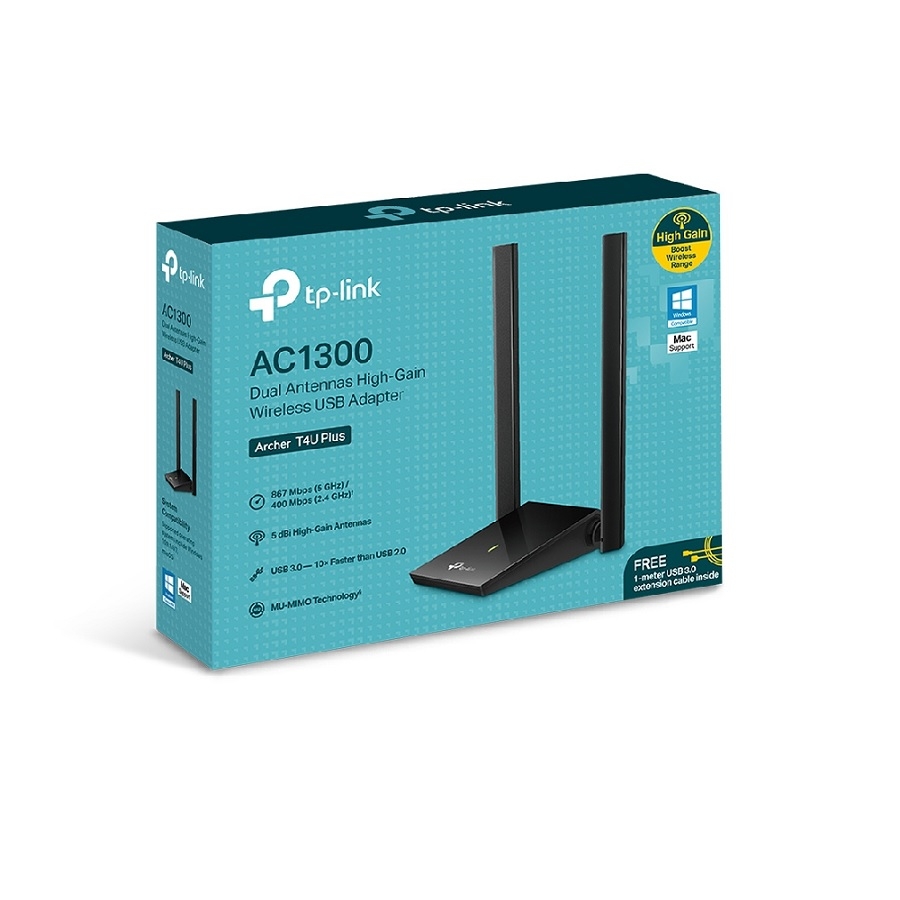 ADAPTADOR DE RED USB | TP-LINK | ARCHER T4U PLUS | INALAMBRICO | DOBLE BANDA | 1300 MBPS | PUERTO USB 3.0 | MU-MIMO - TP-LINK