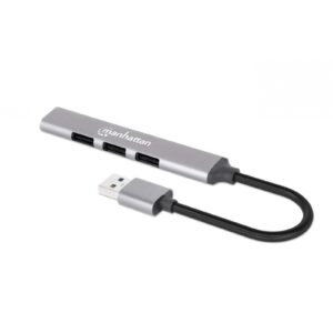 HUB USB,MANHATTAN,168427, V2.0 3 PTOS Y V3.0 1 PTO, ALUMINIO GRIS ESPACIAL