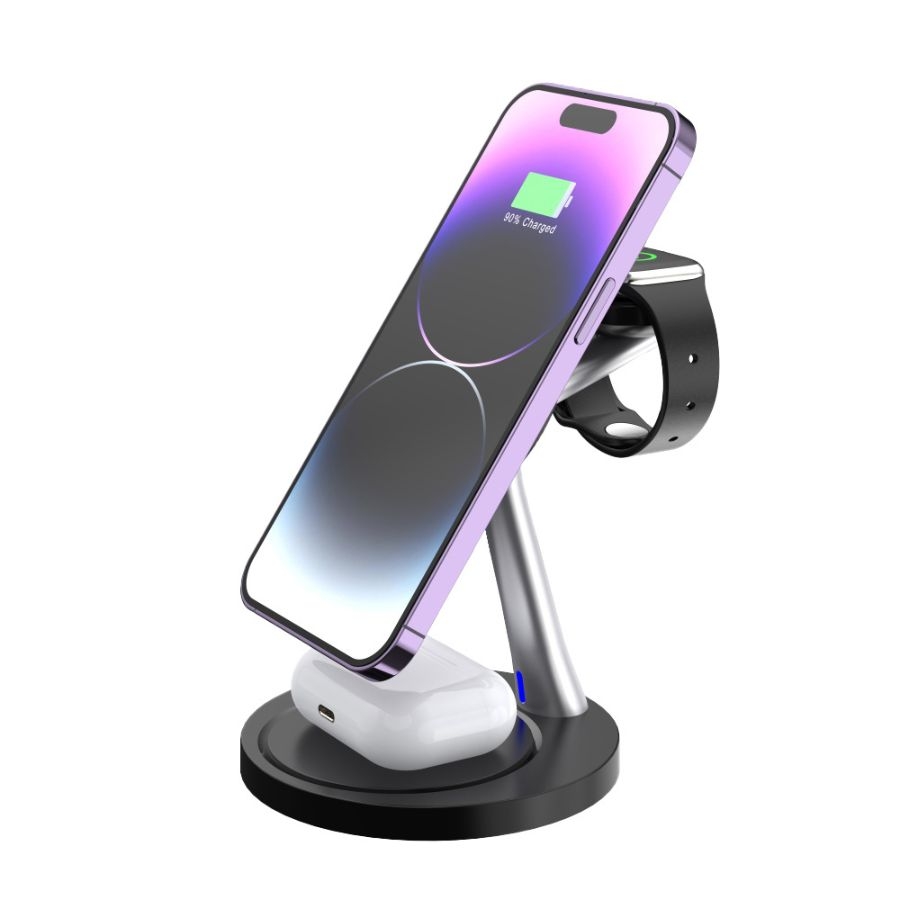CARGADOR ACTECK ENERGON S-MATE CI740 / INALAMBRICO QI / 15 W / 3 DISPOSITIVOS / COMPATIBLE CON APPLE / AC-937139 - Acteck