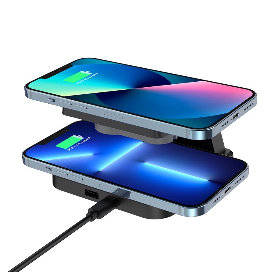 CARGADOR ACTECK ENERGON S-MATE CI730 / INALAMBRICO QI / 3W – 15 W / APPLE – SAMSUNG / 3 DISPOSITIVOS / RELOJ DIGITAL / NEGRO