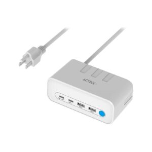 CARGADOR ACTECK ENERGON MATE CE676 / EXTENSIN DE ESCRITORIO / 2 X USB / 2 X TIPO C / 3 X CONTACTOS / SUPRESOR DE PICOS / BLAN
