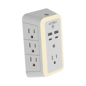 CARGADOR DE PARED ACTECK ENERGON LUMINA CP515 / 11 EN 1 / 7 X TOMACORRIENTE / 2 USB / 2 TIPO C / RESISTENTE AL FUEGO / SUPRES