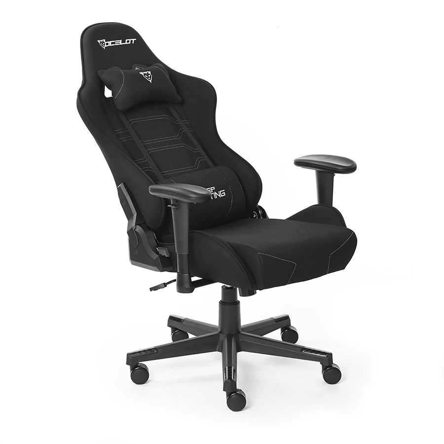 SILLA OCELOT GAMING OST-BLACK NIGHT /TELA AUTOMOTRIZ / BASE NYLON AJUSTABLE / DESCANSABRAZOS 1D / PISTON CLASE 4 / RECLINABLE
