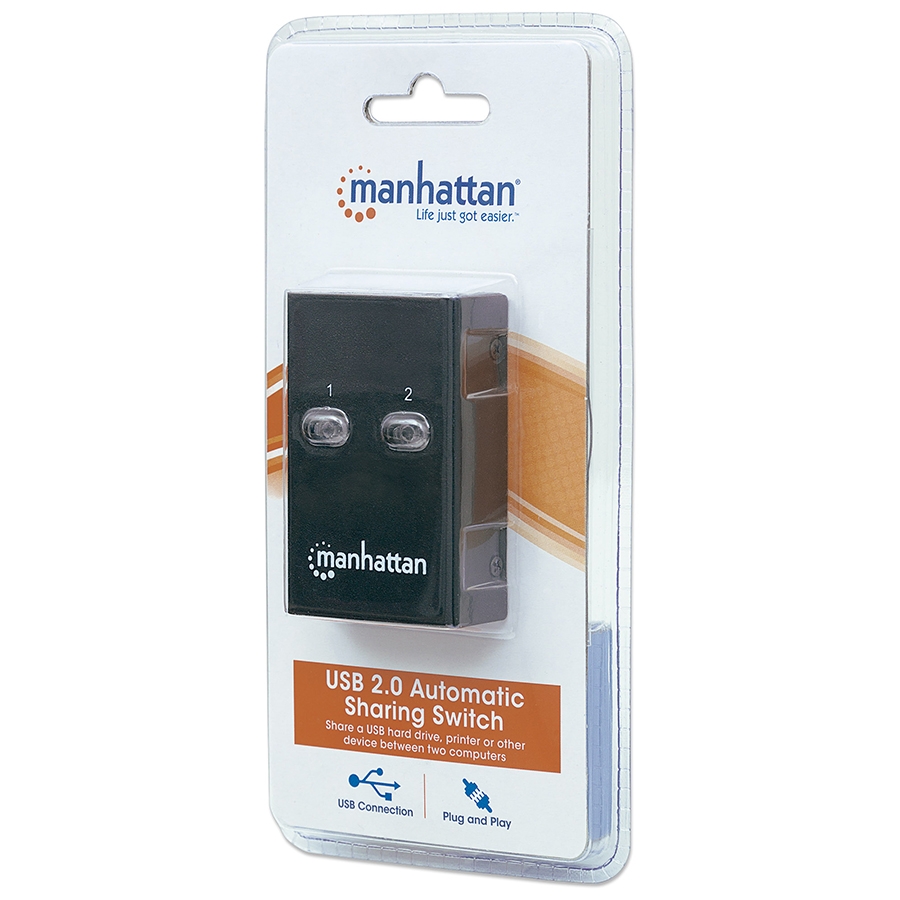MULTIPLEXOR USB MANHATTAN,162005, USB 1:2 COMPARTE 1 DISP A 2PC - Manhattan