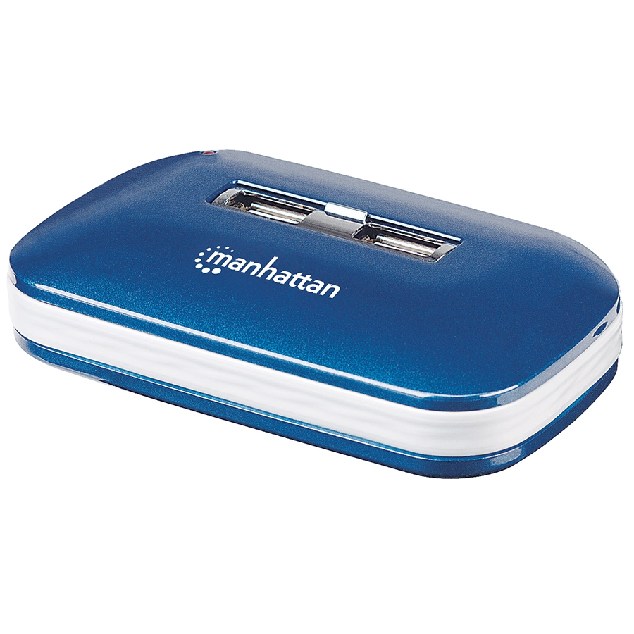 HUB USB,MANHATTAN,161039, V2.0 7 PTOS AZUL CON FUENTE - Manhattan