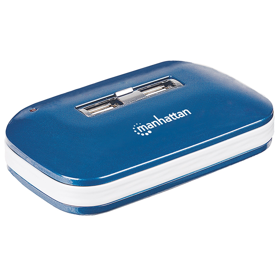 HUB USB,MANHATTAN,161039, V2.0 7 PTOS AZUL CON FUENTE - Manhattan