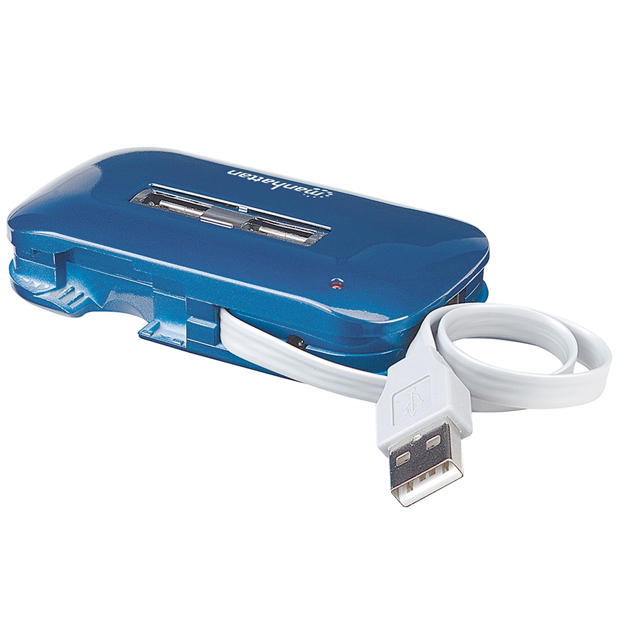 HUB USB,MANHATTAN,161039, V2.0 7 PTOS AZUL CON FUENTE - Manhattan
