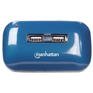 HUB USB,MANHATTAN,161039, V2.0 7 PTOS AZUL CON FUENTE - Manhattan