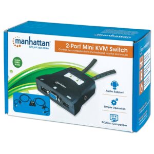 MUX KVM ,MANHATTAN,151245,MINI USB 2:1 CON CABLES+AUDIO - Manhattan