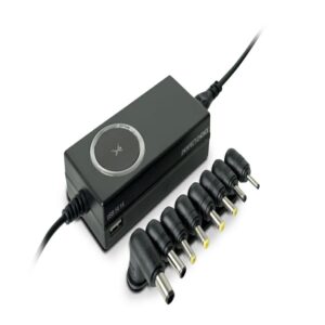 CARGADOR UNIVERSAL INTELIGENTE CON PUNTAS INTERCAMBIABLES Y PUERTO USB PERFECT CHOICE – NEGRO - Perfect Choice