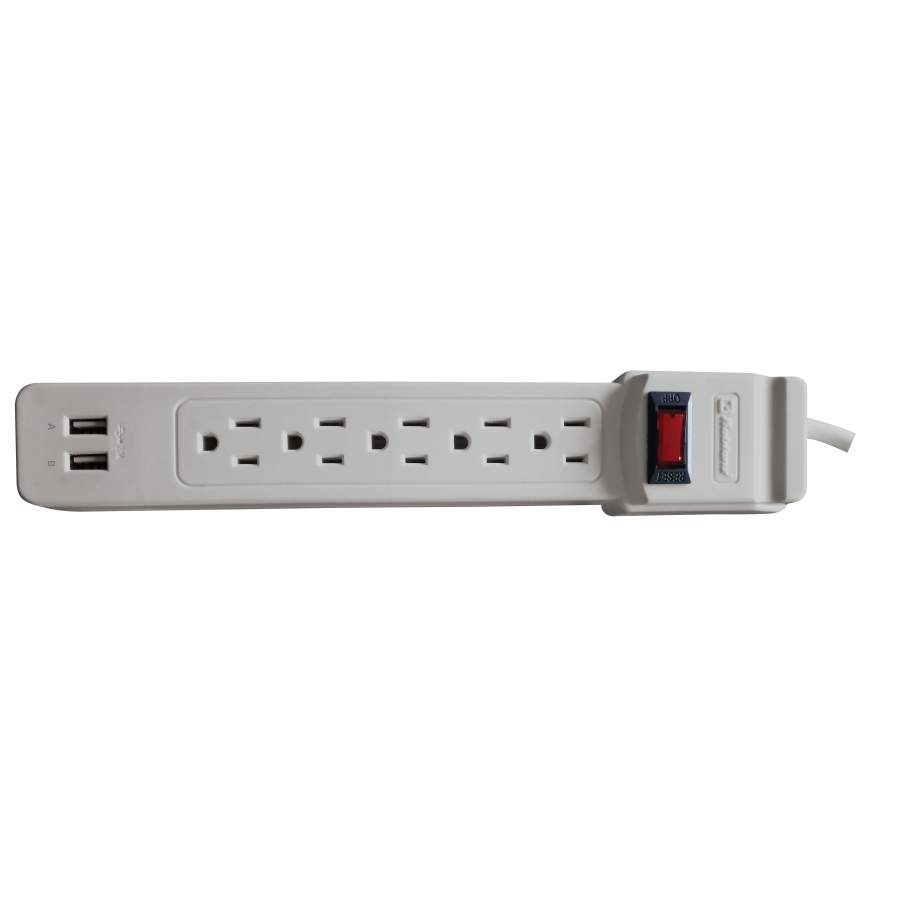 SUPRESOR DE PICOS KOBLENZ SS-550-USB, 550 JOULES, 5 CONTACTOS ATERRIZADOS, 2 PUERTOS USB. 1 AÑO DE GARANTIA. SKU 00-5333-000
