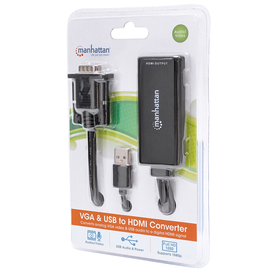 CONVERTIDOR VIDEO,MANHATTAN,152426, SVGA+AUDIO USB A HDMI - Manhattan
