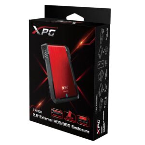 CARCASA XPG EX500 PARA DISCOS DUROS/SSD 2.5 PULGADAS 7MM/9.5MM SATA3/USB3.2 CASE PC COLOR ROJO (AEX500U3-CRD) - Adata