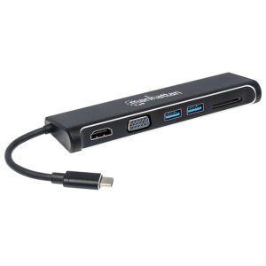 DOCKING,MANHATTAN,152631,4-1,USB-C A HDMI VGA 2 USB 3.1 LECTOR TARJETAS SD M-H - Manhattan