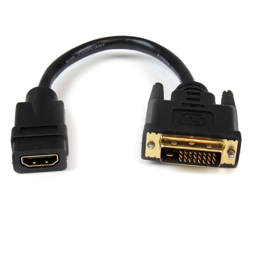 CABLE ADAPTADOR DE 20CM HDMI A DVI – DVI-D MACHO – HDMI HEMBRA – CABLE CONVERTIDOR DE VIDEO – NEGRO – STARTECH.COM MOD. HDDVI