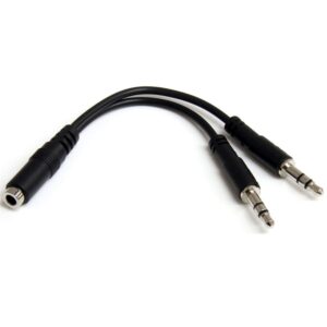 ADAPTADOR DIVISOR DE AUDIO PARA AUDIFONOS 2X MINI-JACK DE 3.5MM DE 3 PINES A MINI-JACK DE 4 PINES- AURICULARES – NEGRO – STAR