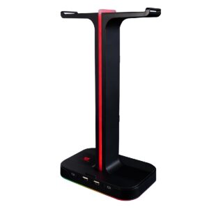 BASE GAMER BALAM RUSH ATLAS HR760 / SOPORTE PARA DIADEMA / ILUMINACION RGB / 2X USB A / NEGRO / BR-931502