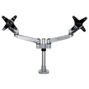 SOPORTE DE ESCRITORIO PREMIUM PARA 2 MONITORES DE HASTA 30 SOPORTE VESA DE ALTURA AJUSTABLE - MONTAJE MORDAJA/OJAL EN ESCRITORIO - PLATA - STARTECH.COM MOD. ARMDUALPS