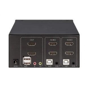 MUX KVM,MANHATTAN,153522, HDMI DOBLE MONITOR 2:1, 4K@30MHZ USB2.0 AUDIO - Manhattan